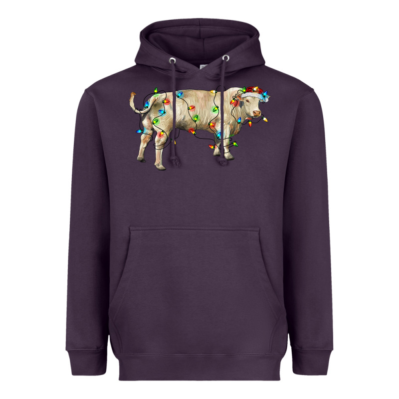 Charolais Bull With Christmas Lights Heavyweight Hoodie by RanaPortraitStore | Teevron