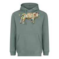 Sage Charolais bull with christmas lights Heavyweight Hoodie - RanaPortraitStore