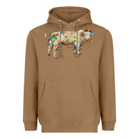 Toasted Coconut Charolais bull with christmas lights Heavyweight Hoodie - RanaPortraitStore