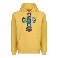 Antique Gold cross with leopard sunflower gemstone serape cowhide Premium Hoodie - Artiststas