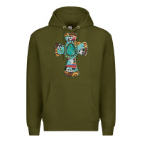 Army Green cross with leopard sunflower gemstone serape cowhide Premium Hoodie - Artiststas