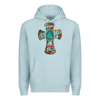 Blue Mist cross with leopard sunflower gemstone serape cowhide Premium Hoodie - Artiststas