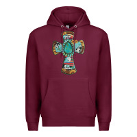 Burgundy cross with leopard sunflower gemstone serape cowhide Premium Hoodie - Artiststas
