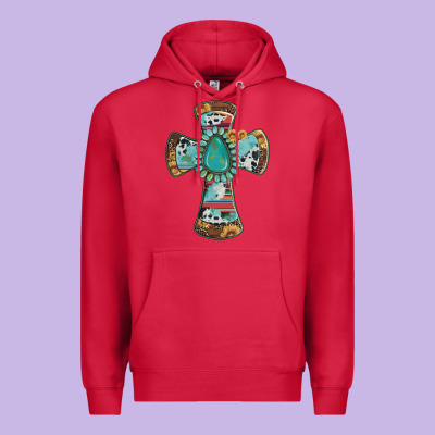 Cross With Leopard Sunflower Gemstone Serape Cowhide Premium Hoodie Designed By Artiststas