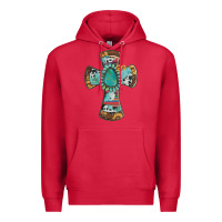 Cardinal cross with leopard sunflower gemstone serape cowhide Premium Hoodie - Artiststas