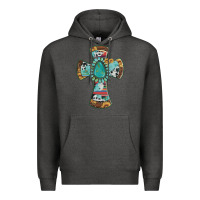 Charcoal Heather cross with leopard sunflower gemstone serape cowhide Premium Hoodie - Artiststas