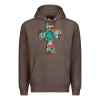 Coffee cross with leopard sunflower gemstone serape cowhide Premium Hoodie - Artiststas