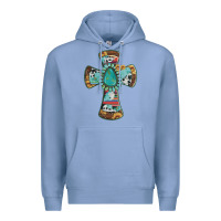Colony Blue cross with leopard sunflower gemstone serape cowhide Premium Hoodie - Artiststas