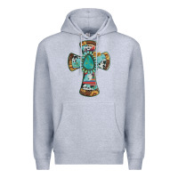 Heather Grey cross with leopard sunflower gemstone serape cowhide Premium Hoodie - Artiststas