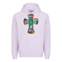 Lilac cross with leopard sunflower gemstone serape cowhide Premium Hoodie - Artiststas