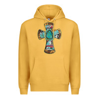 Mustard cross with leopard sunflower gemstone serape cowhide Premium Hoodie - Artiststas