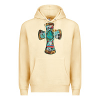 Pina Colada cross with leopard sunflower gemstone serape cowhide Premium Hoodie - Artiststas