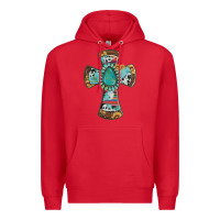 Red cross with leopard sunflower gemstone serape cowhide Premium Hoodie - Artiststas