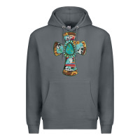 Rock cross with leopard sunflower gemstone serape cowhide Premium Hoodie - Artiststas