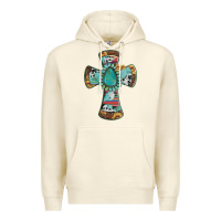 Sandshell cross with leopard sunflower gemstone serape cowhide Premium Hoodie - Artiststas