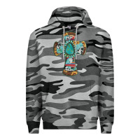 Slate Camo cross with leopard sunflower gemstone serape cowhide Premium Hoodie - Artiststas