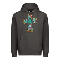 Smoke cross with leopard sunflower gemstone serape cowhide Premium Hoodie - Artiststas