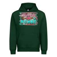 Forest Green western blessed nurse pink floral arrow  background Urban Hoodie - BarkalooDesign