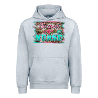 Heather Grey western blessed nurse pink floral arrow  background Urban Hoodie - BarkalooDesign