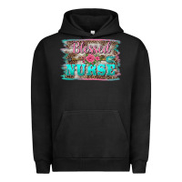 Pigment Black western blessed nurse pink floral arrow  background Urban Hoodie - BarkalooDesign