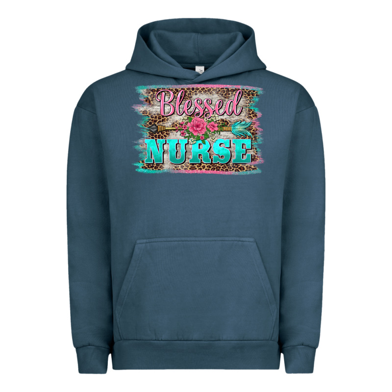 Western Blessed Nurse Pink Floral Arrow  Background Urban Hoodie by BarkalooDesign | Teevron