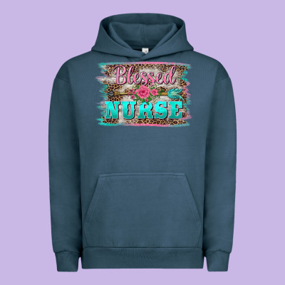 Western Blessed Nurse Pink Floral Arrow  Background Urban Hoodie Designed By Barkaloodesign