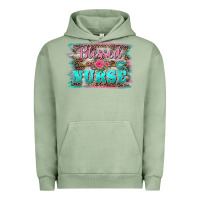 Pigment Oil Green western blessed nurse pink floral arrow  background Urban Hoodie - BarkalooDesign