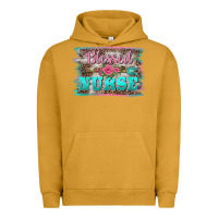 Pigment Peanut Butter western blessed nurse pink floral arrow  background Urban Hoodie - BarkalooDesign