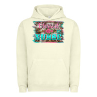 Pigment Pistachio western blessed nurse pink floral arrow  background Urban Hoodie - BarkalooDesign