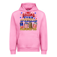 Fuchsia Pink getting star spangled hammered Urban Hoodie - NancyCooperArtShop