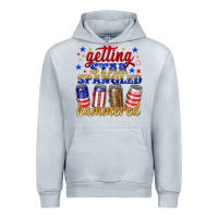 Heather Grey getting star spangled hammered Urban Hoodie - NancyCooperArtShop