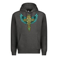 Charcoal Heather wing cross Premium Hoodie - Artiststas