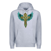 Heather Grey wing cross Premium Hoodie - Artiststas
