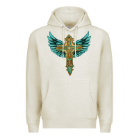 Oatmeal Heather wing cross Premium Hoodie - Artiststas