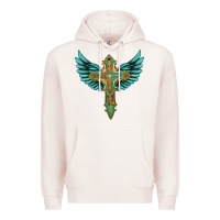 Pale Pink wing cross Premium Hoodie - Artiststas