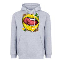 Heather Grey lemon lips with leopard Heavyweight Hoodie - texasbilliewilder