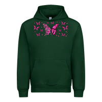 Forest Green floral breast cancer butterfly Urban Hoodie - Jasminsmagicworld