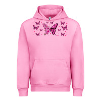 Fuchsia Pink floral breast cancer butterfly Urban Hoodie - Jasminsmagicworld