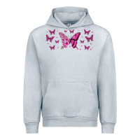 Heather Grey floral breast cancer butterfly Urban Hoodie - Jasminsmagicworld