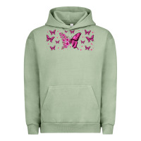 Pigment Oil Green floral breast cancer butterfly Urban Hoodie - Jasminsmagicworld