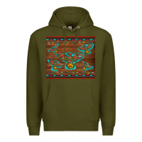 Army Green western thunderbird and arrow with aztec leopard Premium Hoodie - Artiststas