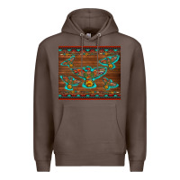 Coffee western thunderbird and arrow with aztec leopard Premium Hoodie - Artiststas