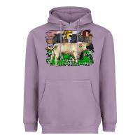 Lavender charolais bull black angus cattle and bull with barnyard and cowhide Heavyweight Hoodie - RanaPortraitStore