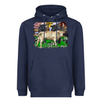 Navy charolais bull black angus cattle and bull with barnyard and cowhide Heavyweight Hoodie - RanaPortraitStore