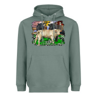 Sage charolais bull black angus cattle and bull with barnyard and cowhide Heavyweight Hoodie - RanaPortraitStore