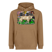 Toasted Coconut charolais bull black angus cattle and bull with barnyard and cowhide Heavyweight Hoodie - RanaPortraitStore