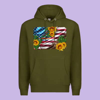 Usa Flag And Sunflower Serape Leopard And Cactus Premium Hoodie Designed By Artiststas