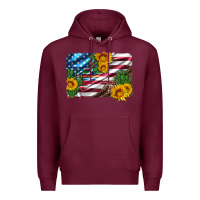 Burgundy usa flag and sunflower serape leopard and cactus Premium Hoodie - Artiststas