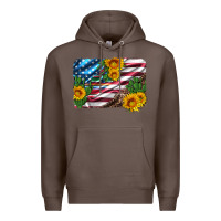 Coffee usa flag and sunflower serape leopard and cactus Premium Hoodie - Artiststas