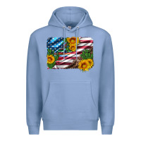 Colony Blue usa flag and sunflower serape leopard and cactus Premium Hoodie - Artiststas
